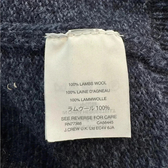 J. Crew Men's Lambswool Shawl-Collar
Pullover Sweater Marled Indigo Slim Large - Picture 3 of 11